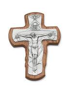Walnut and Pewter Holy Trinity Cross (5 1/2") - Unique Catholic Gifts