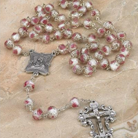 White Crystal Rose Rosary - Unique Catholic Gifts