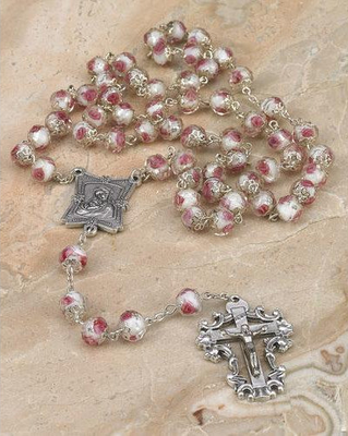 White Crystal Rose Rosary - Unique Catholic Gifts