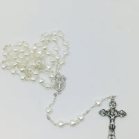 White Pearl Heart Rosary (6mm) - Unique Catholic Gifts