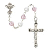 Rhodium White and Pink Chalice Rosary - Unique Catholic Gifts