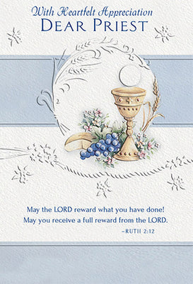 With Heartfelt Appreciation Dear Priest Greeting Card - Unique Catholic Gifts