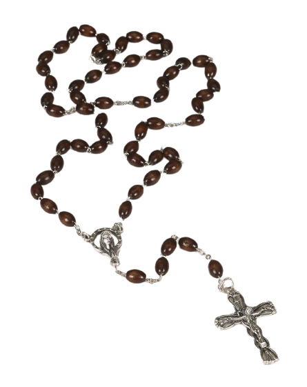 Wood Miraculous Mary Rosary - Brown - Unique Catholic Gifts