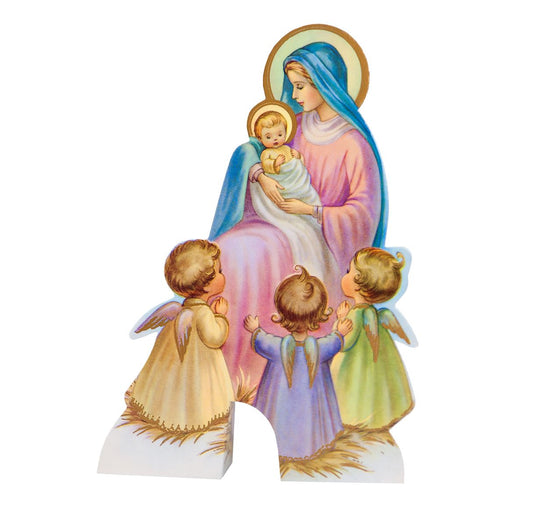 Madonna and child with angels praying - Christmas Statuettes - Unique Catholic Gifts