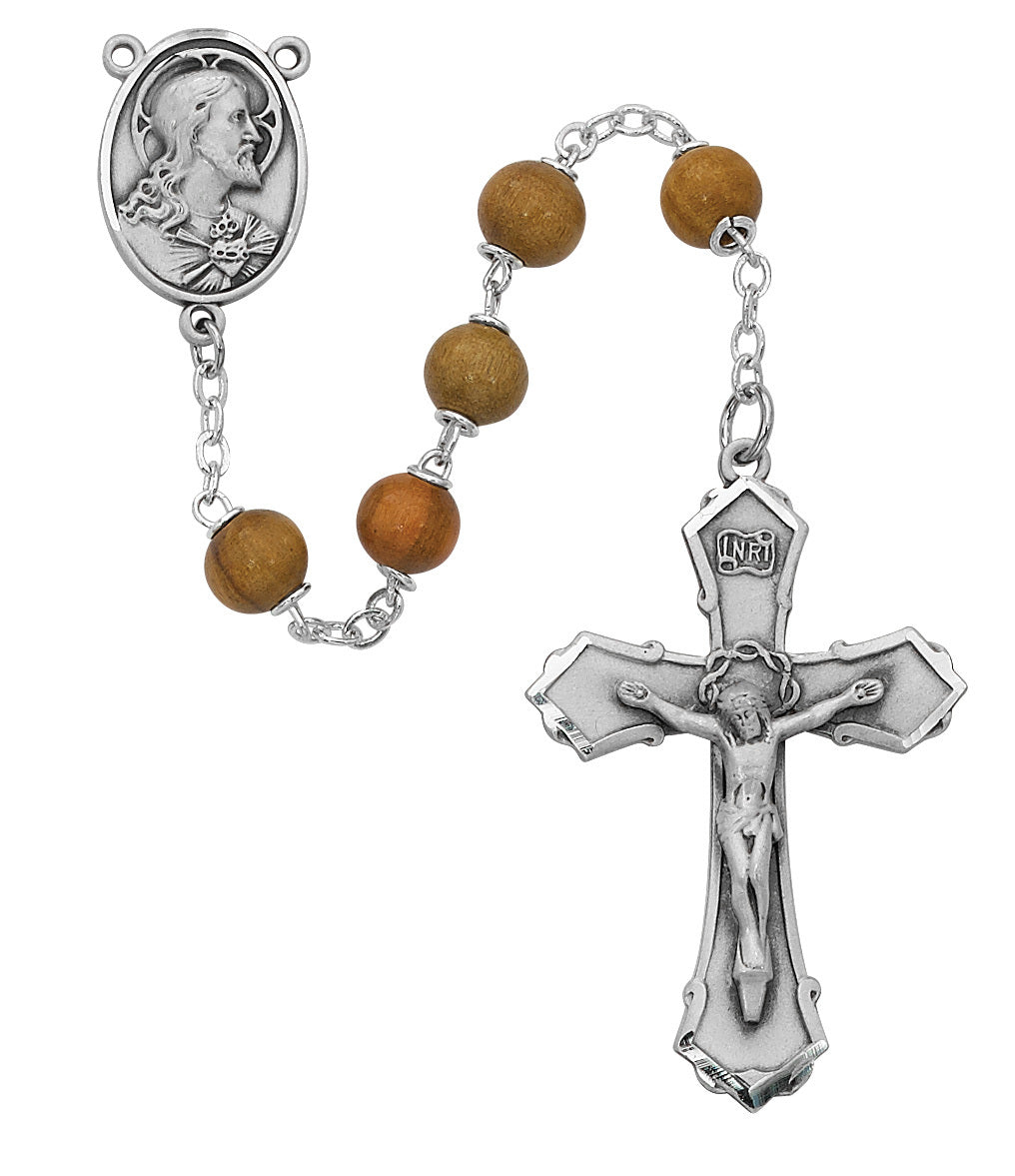 (126df) 7mm Olive Wood Round Rosary - Unique Catholic Gifts
