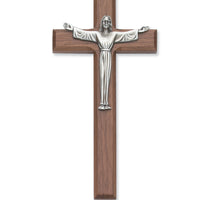 (80-113) 7" Walnut Risen Crucifix - Unique Catholic Gifts