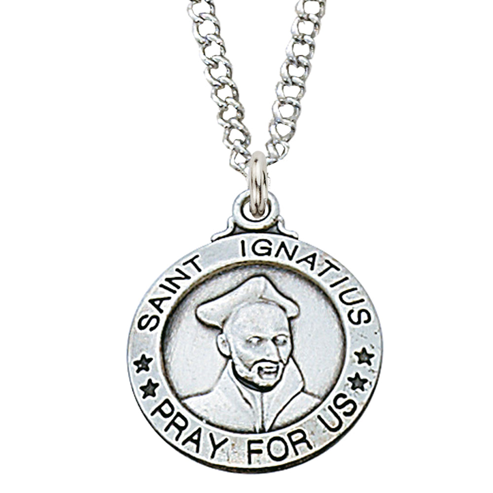 (L600ig) Sterling Silver St. Ignatius 20" Chain & box - Unique Catholic Gifts
