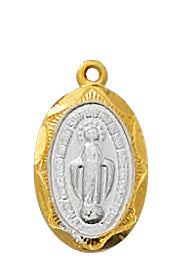Gold and Sterling Silver  Two -Toned Miraculous Medal (1/2