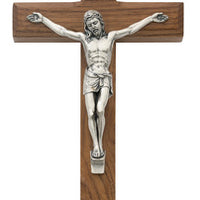 (80-02) 8" Beveled Walnut Crucifix - Unique Catholic Gifts
