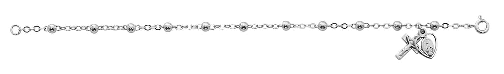 7 1/2" All Sterling Bracelet with Crucifix and Miraculous Medal - Unique Catholic Gifts