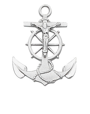 (L422)Sterling Silver Anchor Crucfx 24