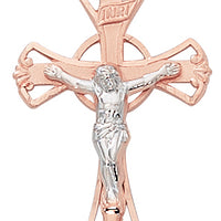(Jr9209) Rose Gold Ss Two Tone Crucifix - Unique Catholic Gifts