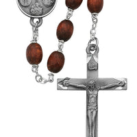 (137d-brf) 6x8mm Brown Wood Oval Rosary - Unique Catholic Gifts