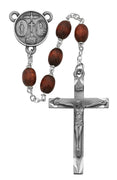 (137d-brf) 6x8mm Brown Wood Oval Rosary - Unique Catholic Gifts