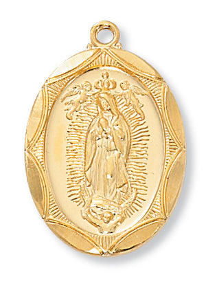 (J2503gu) G/ss Guadalupe Medal 24 Ch&" - Unique Catholic Gifts