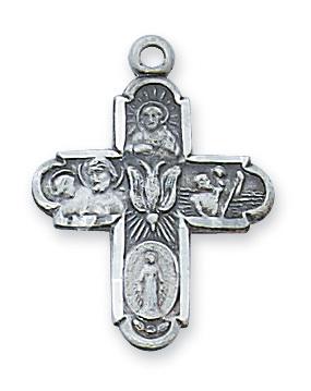 Sterling Silver 4-way Medal / Cross (3/4