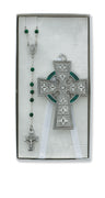 (Bs38) Celtic Crib Cross & Rsry Set - Unique Catholic Gifts