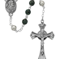 (587df) 7mm Green/black Rosary - Unique Catholic Gifts