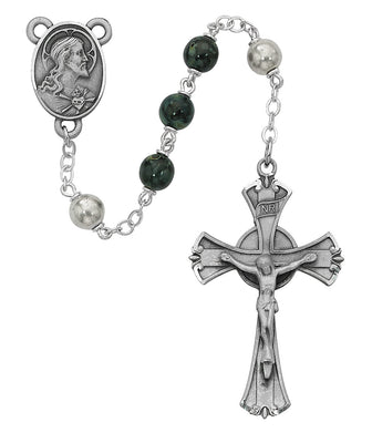 (587df) 7mm Green/black Rosary - Unique Catholic Gifts