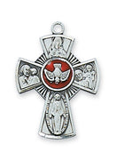 (L609E) Sterling Silver 4-way Enameled 18" Chain and Box - Unique Catholic Gifts