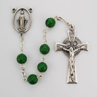 (342sf) 7mm Green Shamrock Rosary - Unique Catholic Gifts