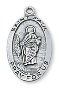 Sterling Silver St Paul Medal (1 1/8") on 24" chain Patron Saint of Authors - Unique Catholic Gifts