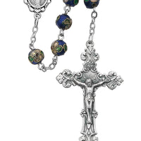(766sf) 7mm Blue Real Cloisonne Rosary - Unique Catholic Gifts