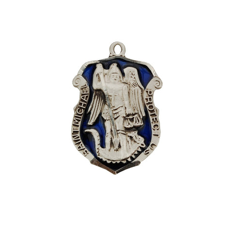 Sterling Silver St. Michael Badge on 24" chain. - Unique Catholic Gifts