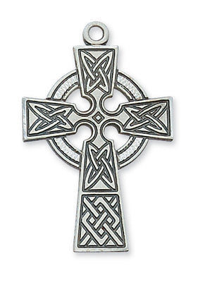 (L9031) Ss Celtic Cross 24 Chain & Box - Unique Catholic Gifts