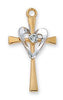 Gold over Sterling Silver with Silver Heart(15/16") on 18" Gold plated chain - Unique Catholic Gifts