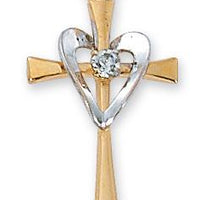 Gold over Sterling Silver with Silver Heart(15/16") on 18" Gold plated chain - Unique Catholic Gifts
