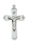 (L9027)  Sterling Silver Small Crucifix 18" Chain and Box - Unique Catholic Gifts