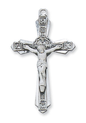 (L6004)Sterling Silver Crucifix 24 " Chain and Box - Unique Catholic Gifts