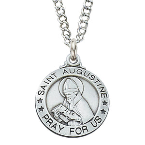 (L600au) Sterling Silver St. Augustine 20" Chain & Box - Unique Catholic Gifts
