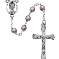 (417sf) 7mm Pearl Violet Rosary - Unique Catholic Gifts