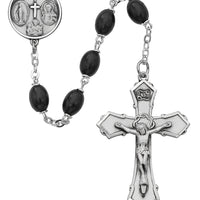 (139d-bkf) 6x8mm Black Wood Rosary - Unique Catholic Gifts