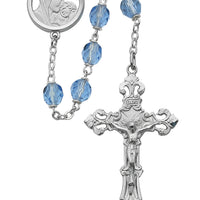 (596rf) 7mm Blue Glass Rosary - Unique Catholic Gifts