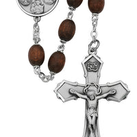 (139l-brf) Ss 6x8mm Brown Wood Rosary - Unique Catholic Gifts