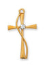 Gold over Sterling Silver Cross with Stone (1") on 18" Gold plated chain - Unique Catholic Gifts