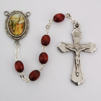 (R201df) 6x8mm Brown St. Luke Rosary - Unique Catholic Gifts