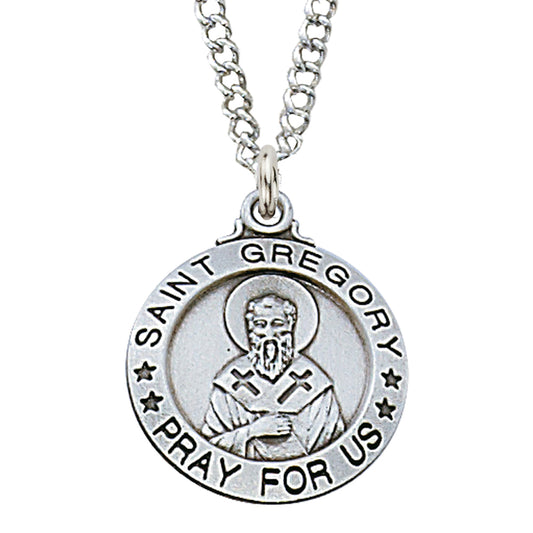 St Gregory Medal Sterling Silver 3/4" - Unique Catholic Gifts