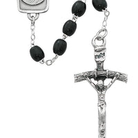 (941df) 4x6mm Black Wood Papal Rosary - Unique Catholic Gifts
