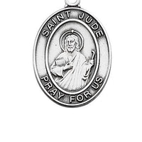 Sterling Silver St Jude Medal (1") on 18" chain. - Unique Catholic Gifts