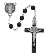 (863df) 7mm Black Glass St Benedict - Unique Catholic Gifts