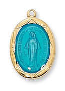 Gold over Sterling Silver Blue Miraculous Medal (3/4") - Unique Catholic Gifts