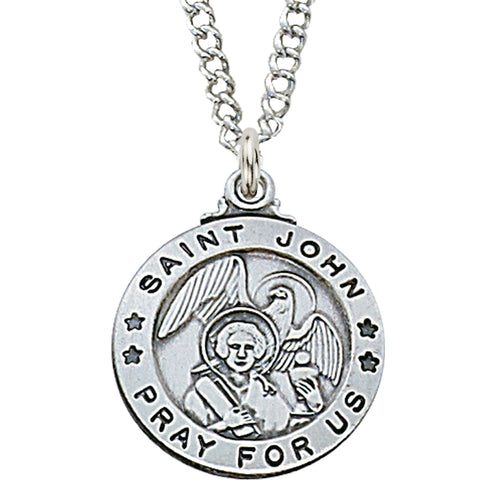 St. John the Evangelist Sterling Silver with 20" Chain - Unique Catholic Gifts