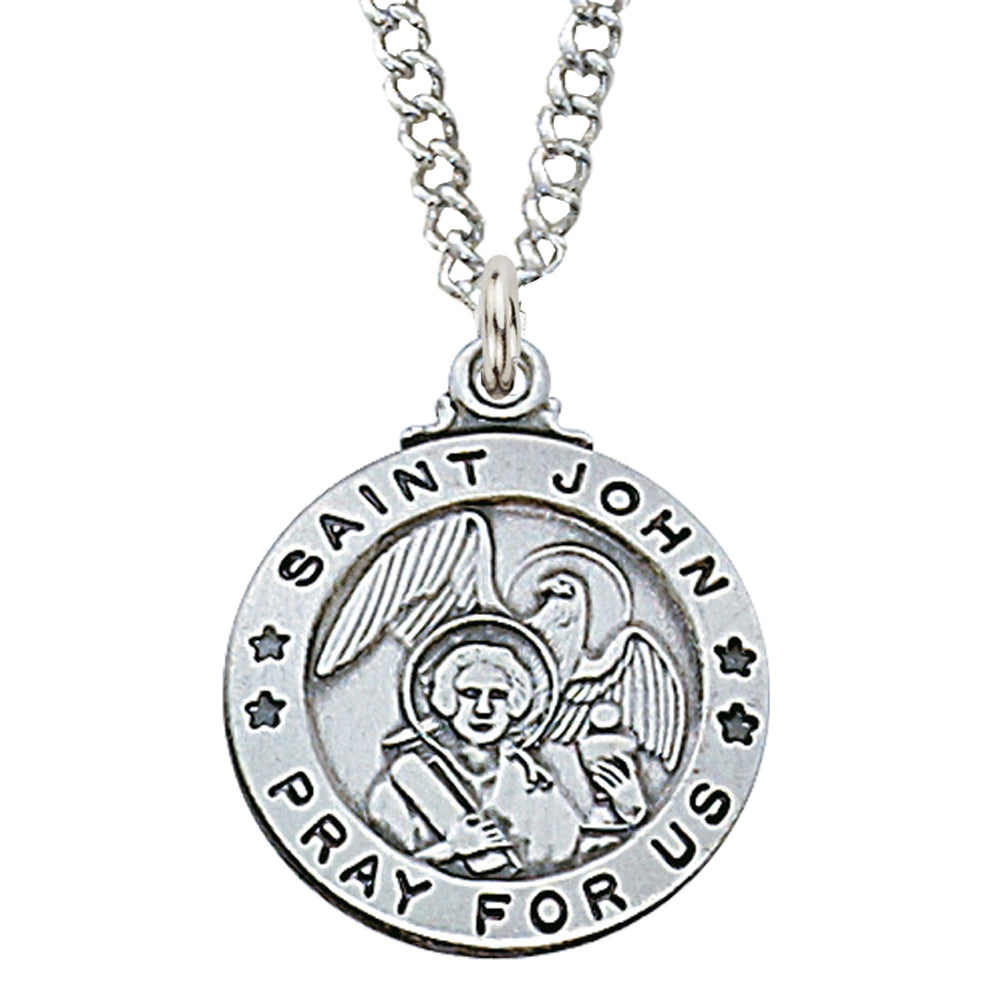 St. John the Evangelist Sterling Silver with 20" Chain - Unique Catholic Gifts