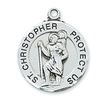 Sterling Silver Round St Christopher Medal. (1