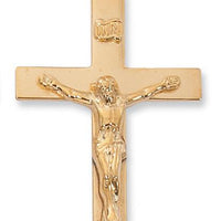 Gold over Sterling Silver Lord's Prayer Crucifix (1 11/16") on 24" Gold plated chain - Unique Catholic Gifts
