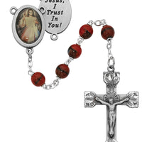 (R254df) Red Divine Mercy Rosary - Unique Catholic Gifts